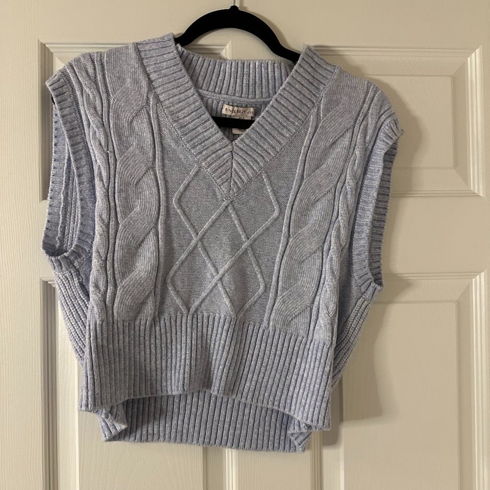 Blue cropped sweater vest